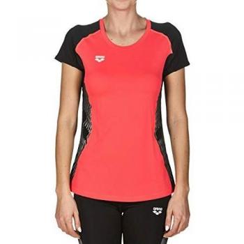 ARENA W Run S/S Panel, T-Shirt para Mujer, 000956, Rosso