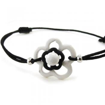 Marguerite Noir-Gris – Bracelet Artisan