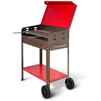 Barbecue a Carbone Vanessa 40x60 cm con Ruote e Griglia in Acciaio