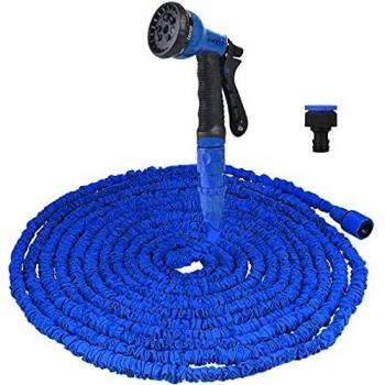 AWXYZ Garden Hose, 100FT Expanding Hose Pipe with 8 Function Hose Nozzle (Blue)