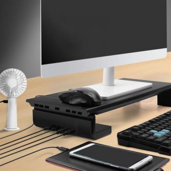 Adjustable Desktop Monitor Stand with Charging Hub