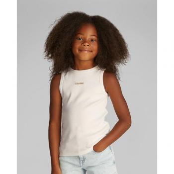 Calvin Klein Débardeur Étireur Blanc, Col droit, Côtés, 12 ans