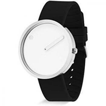 Picto Armbanduhr 40 mm – Weißer Edelstahlkörper mit Schwarz-Silikonlinke