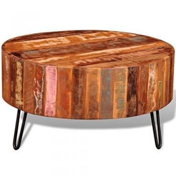 Mesa redonda de sala de estar de madera reciclada
