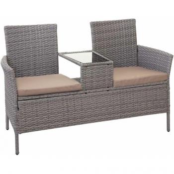 Sofà Outdoor Doppia Seduta HHG‑243 Grigio con Portavivande