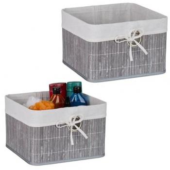 Caisse de Stockage 2‑Tiers, Grille Doublée – Gris et Blanc – Relaxdays