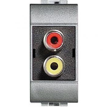 Connecteur audio-vidéo BTicino NT4269R avec prise RCA double et technologie 1 module
