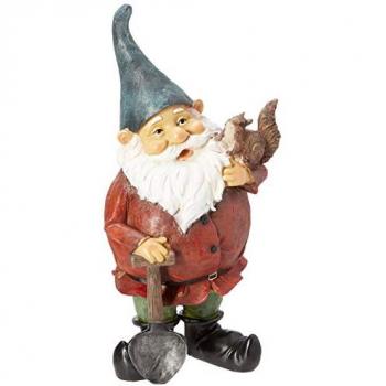 Gnome de Jardin avec Pelle et Écureuil