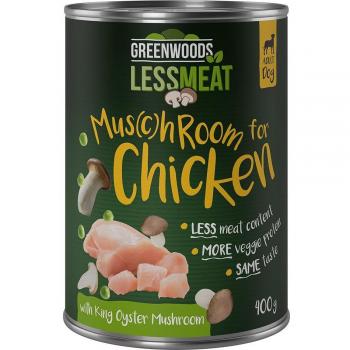 Greenwoods Champignons pleurotes 6×400 g chien poulet sans trop de viande