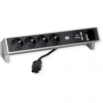 Multipresa Bachmann Desk2 4xCee7/3 + 1 USB Inox