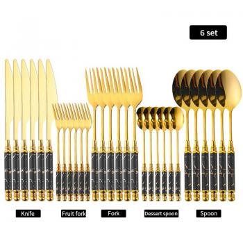 Vaisselle set argenterie inox noire or 1/4/6