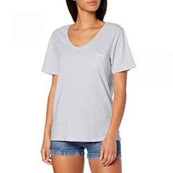 Superdry Ol Essential Vee Neck Tee T-Shirt, Grigio (Ice Marl 54g), L (Taglio Produttore:14) Donna
