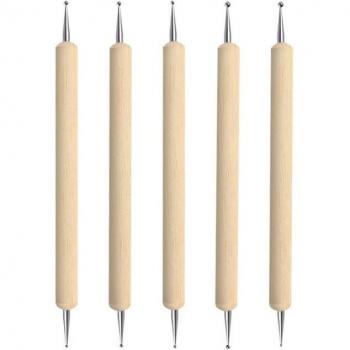 5 Pcs Wooden Nail Art Dotting Tools Set
