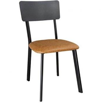 Vintage Camel PU & Metal Side Chair Bundle (4 Chairs)