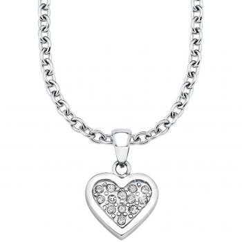 S.Oliver Edelstahl Kette mit Kristall-Herz-Anhänger 37+3 cm