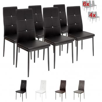 Six chaises Albatros 3098 Diamond – Noir, simili cuir, structure métallique, SGS validé