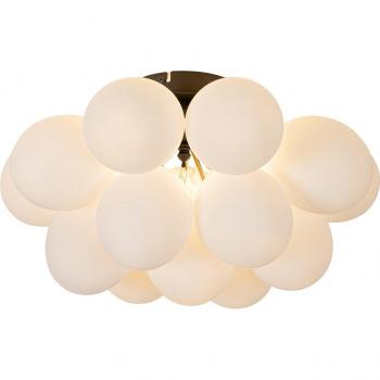 Uvas 4‑Light Opal Glass Art Deco Ceiling Lamp – Matte Black