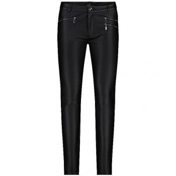 Monari Hose Lederlook mit Reißverschlüssen in Schwarz