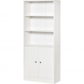 Estantería HOMCOM para Salón y Estudio 3 Compartimentos y Armario Blanco 70x29,5x167 cm