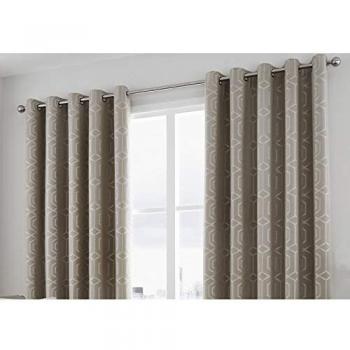 Curtina Camberwell Modern Geo Design Jacquard Eyelet Curtains