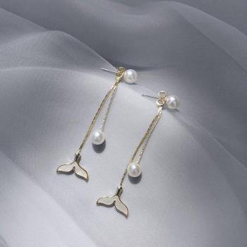 Bridal Long Tassel Imitation Pearl Earrings