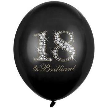 Partydeco Ballons 30cm, 18 & Strahlend, Pastell Schwarz (1 pkt / 6 Stück)