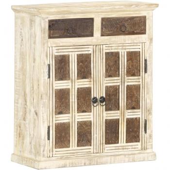 VidaXL Solid Mango Wood Sideboard Drawer Cabinet Dressoir Storage Cabinet Home Kitchen Dining Room Furniture Entryway Cupboard White 65x30x75cm