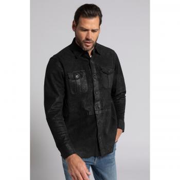 Camicia d'agnello nera colletto inglese uomo 7XL JP1880