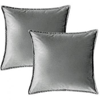 Bedsure Grey Velvet Pillow Covers 2 Pack 50cm x 50cm