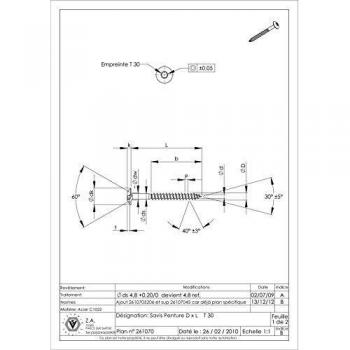 Vis Aggloméré 7x45 Filetée Torx T30 Bichromatée