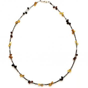 Lily Ambre Élégance – Collier Câble Artisanal 42 cm 10 mm (3 câbles) – R3008