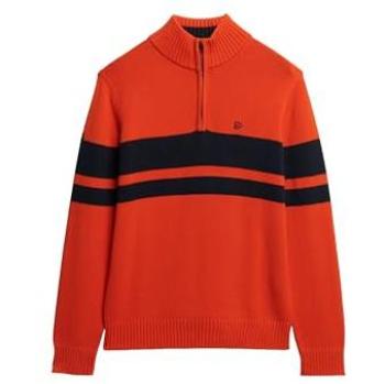 Pull à Demi-zip Rayé en Coton Superdry Orange M