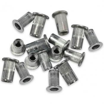 Inserts filetés en acier galvanisé Ø 5 mm, tête plate
