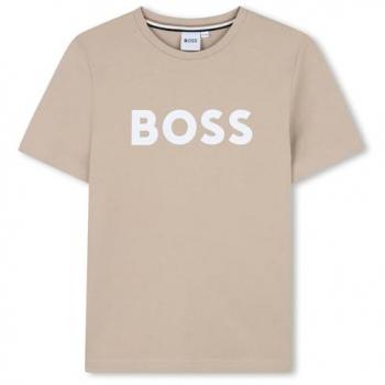 Logo Frontal BOSS Kidswear Camiseta Beje
