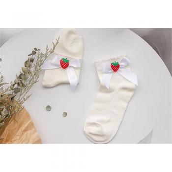 Women Girls Cute Strawberry Bowknot Ankle Socks B735