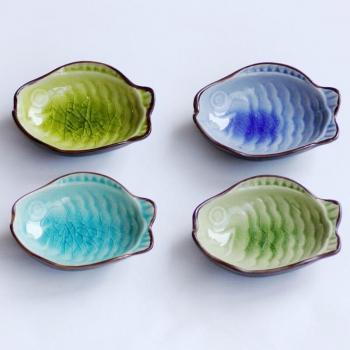 2pcs Ice Crack Glazed Plate Set 10x8cm