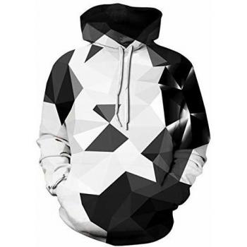 Drawstring Hooded Sweatshirt with Geometric Design – S/M