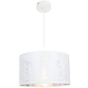 Sospensione “Barca” in metallo bianco, design globulare da 38 cm