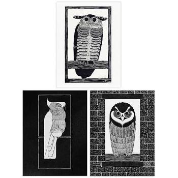 Artery8 “Owl & Parrot” Vintage Bird Wall Prints – A4 Bundle