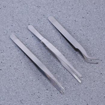 3PCS Premium Craft Tweezers (Straight, Curved, Blunt Serrated)