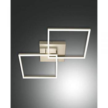 Fabas Bard Plafoniera Oro Opaco L.65x65 – 2 Luci LED 3000K, 52W, 5180 lm, dimmerabile c/acc