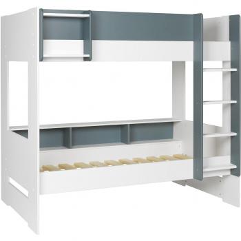 Lit Nateo Concept Superposé Rangement Blanc et Vert Multicolore 194x179x122cm