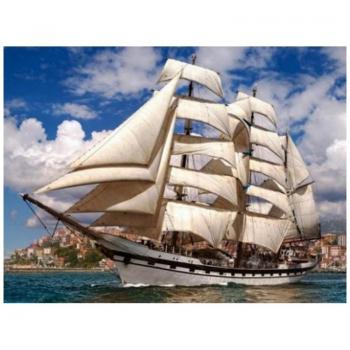 Kreativkunst 5D – Diamant-Strass-Segelboot-Landschaft (20 × 30 cm)