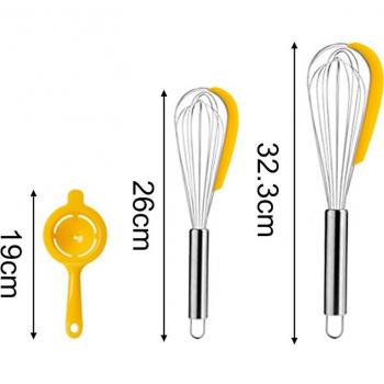 Chef’s Combo 3‑Pack – Rotating Stainless Steel Whisk, Egg Separator, Silicone Scraper