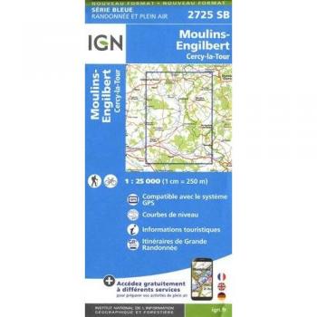 wandelkaart 2725-SB Moulins-Engilbert, Cercy-la Tour 1:25.000