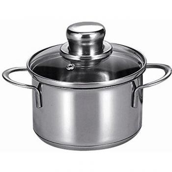 Karl Krüger 2314GL Mini Fleischtopf SATURN aus Edelstahl mit Glasdeckel 14 cm