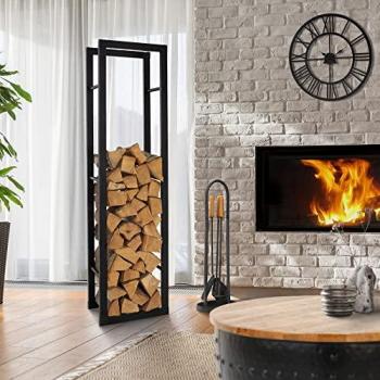 Firewood rack 40x150x25 cm black metal ML design