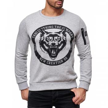 Red Bridge Herren Sweatshirt mit Wildwolf‑Print – langarmiger Baumwoll‑Sweater