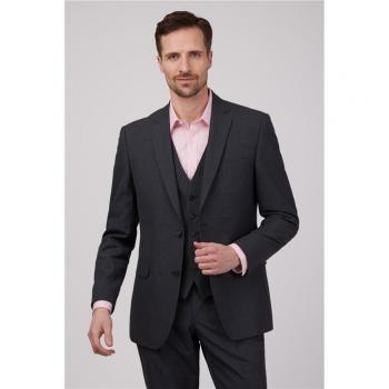 Regular Fit Charcoal Grey & Blue Suit Jacket