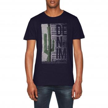 TOM TAILOR Denim Herren T-Shirt mit Halbarm, Rundhals und Fotoprint, Blau (Atlantic Ocean Blue 11331), Small